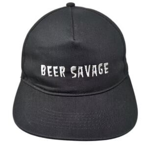 Beer Savage 5 Panel Hat Black Snapback OS Adjustable Embroidered Logo Brim